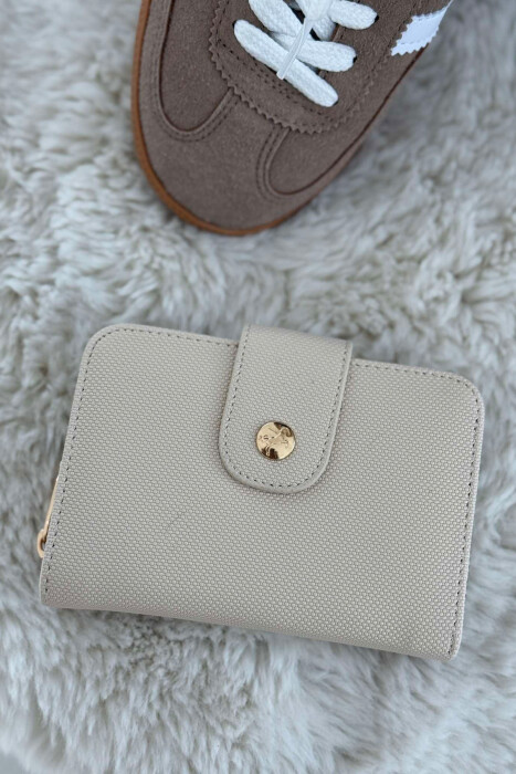 BUTTONED SIMPLE WOMEN WALLET CREAM/KREM 