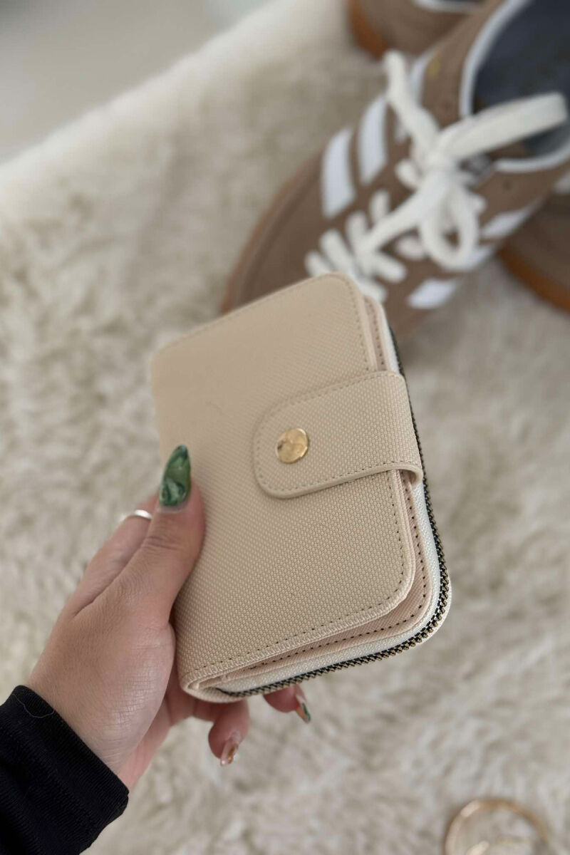 BUTTONED SIMPLE WOMEN WALLET CREAM/KREM - 2