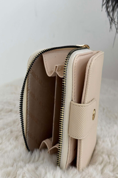 BUTTONED SIMPLE WOMEN WALLET CREAM/KREM - 3