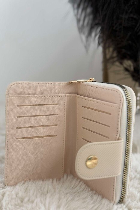 BUTTONED SIMPLE WOMEN WALLET CREAM/KREM - 4