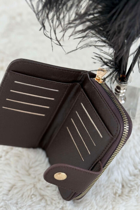 BUTTONED SIMPLE WOMEN WALLET DARK BROWN/KAE - 3