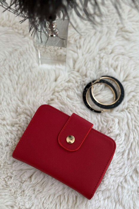 BUTTONED SIMPLE WOMEN WALLET RED/E KUQE 