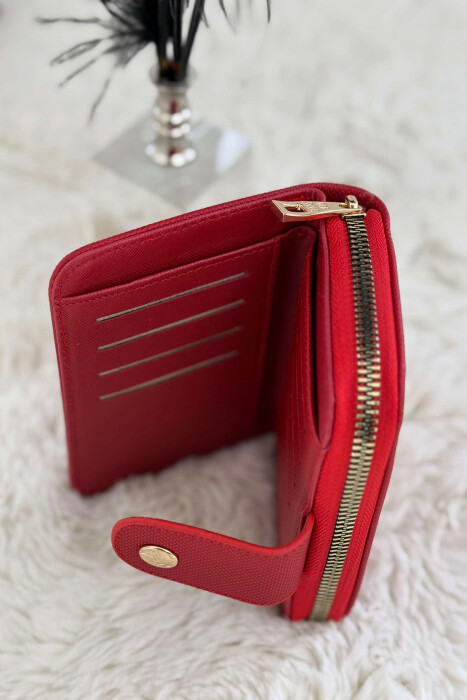 BUTTONED SIMPLE WOMEN WALLET RED/E KUQE - 2