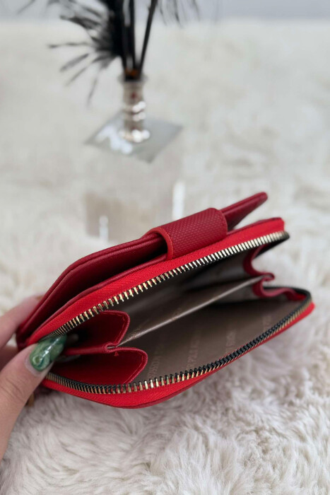 BUTTONED SIMPLE WOMEN WALLET RED/E KUQE - 4