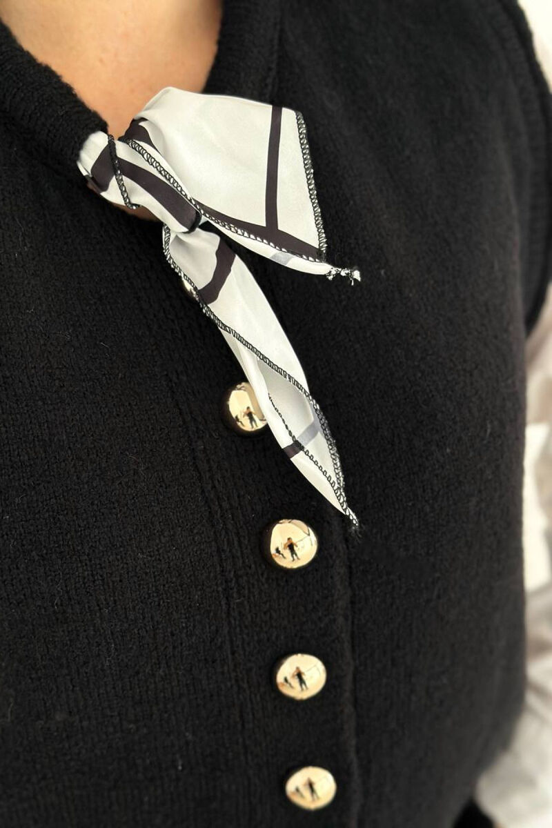 BUTTONED SLEEVELESS ONE COLOR WOMEN VEST BLACK/ E ZEZE - 2