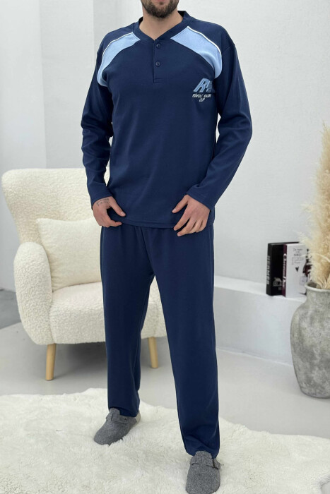 BUTTONED SWEATSHIRT+ SWEATPANTS MEN PYJAMAS BLUE/BLU - 1