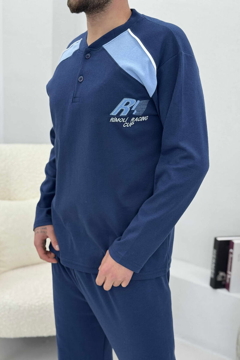 BUTTONED SWEATSHIRT+ SWEATPANTS MEN PYJAMAS BLUE/BLU - 2