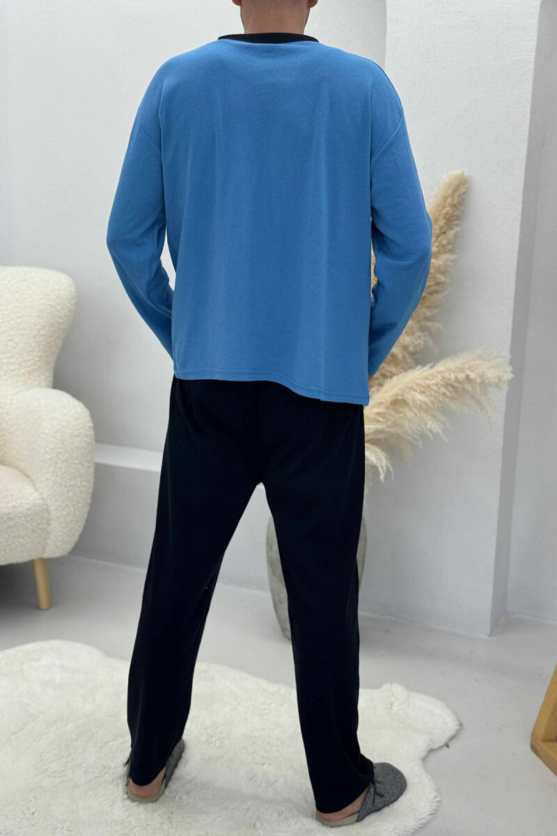 BUTTONED SWEATSHIRT+ SWEATPANTS MEN PYJAMAS LIGHTBLUE/BZ - 3