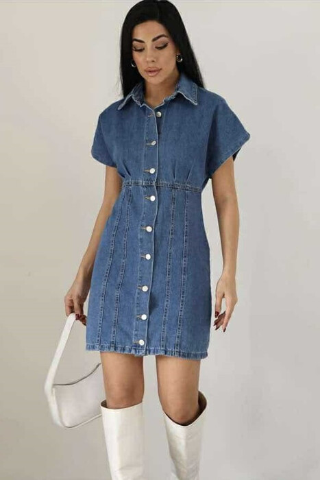 BUTTONS DENIM WOMEN DRESS LIGHTBLUE/BZ - 1