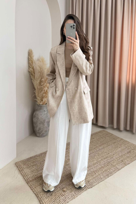 BUTTONS DETAIL CLASSIC WOMEN JACKET BEIGE/BEZHE 