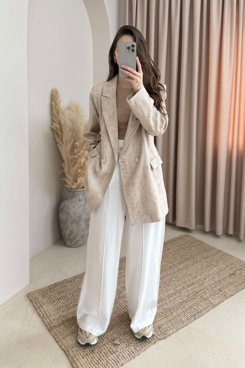 BUTTONS DETAIL CLASSIC WOMEN JACKET BEIGE/BEZHE - 1