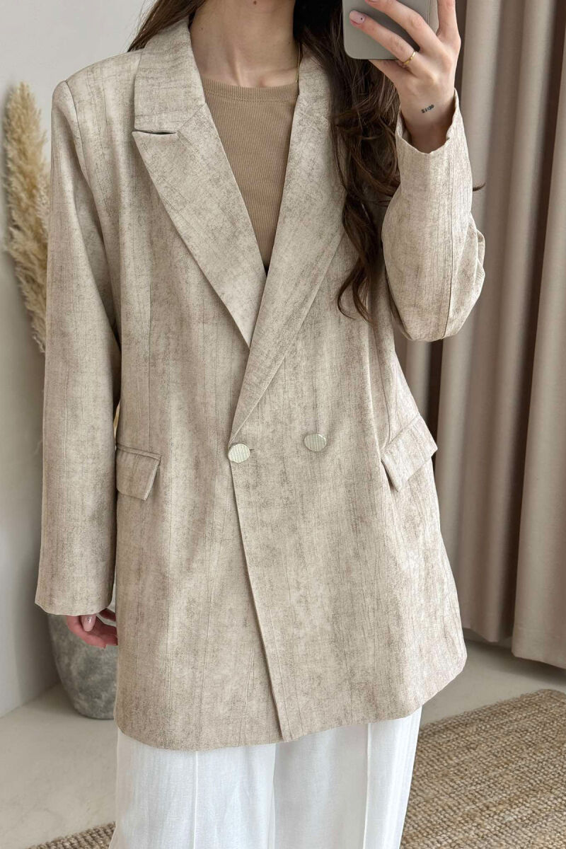 BUTTONS DETAIL CLASSIC WOMEN JACKET BEIGE/BEZHE - 2