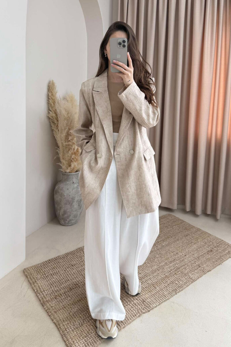 BUTTONS DETAIL CLASSIC WOMEN JACKET BEIGE/BEZHE - 4
