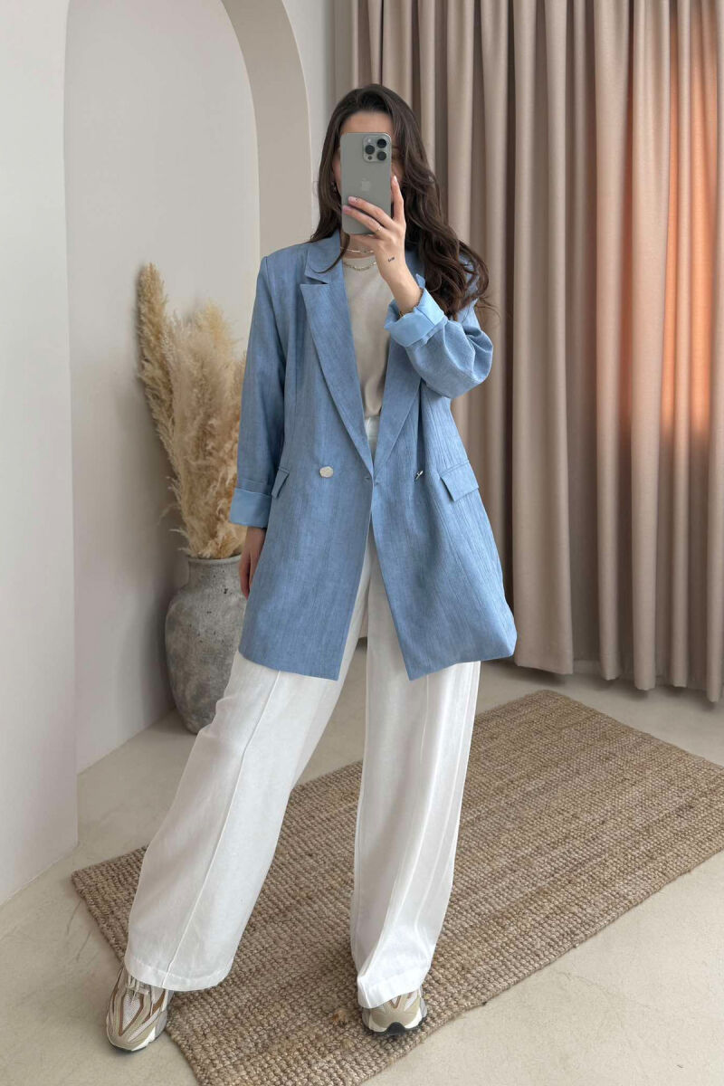 BUTTONS DETAIL CLASSIC WOMEN JACKET LIGHTBLUE/BZ - 1