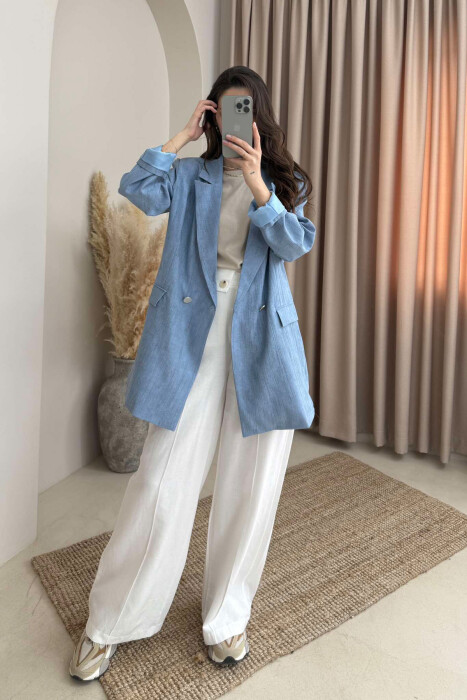 BUTTONS DETAIL CLASSIC WOMEN JACKET LIGHTBLUE/BZ - 2