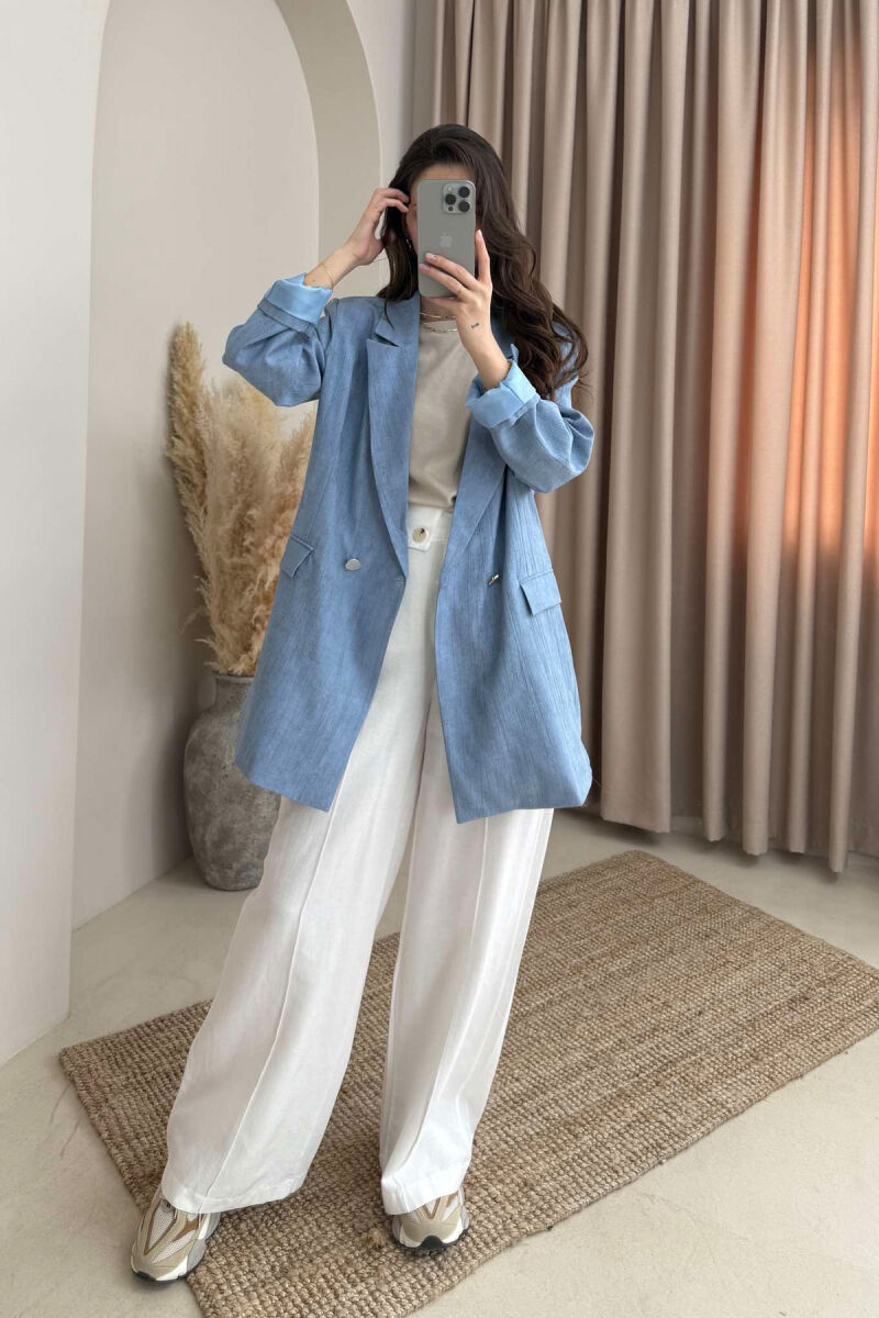 BUTTONS DETAIL CLASSIC WOMEN JACKET LIGHTBLUE/BZ - 2