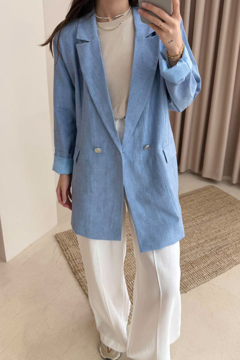 BUTTONS DETAIL CLASSIC WOMEN JACKET LIGHTBLUE/BZ - 3
