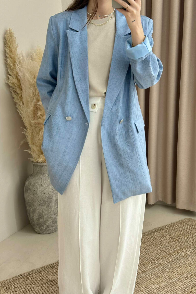 BUTTONS DETAIL CLASSIC WOMEN JACKET LIGHTBLUE/BZ - 4