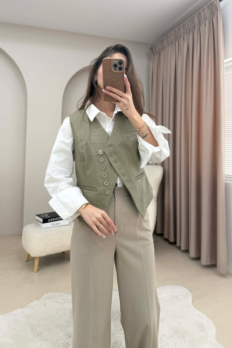 JELEK LEKURE ME DETAJIN E BUTONAVE PER FEMRA NE NGJYRE ULLI - KLAUDIO FASHION