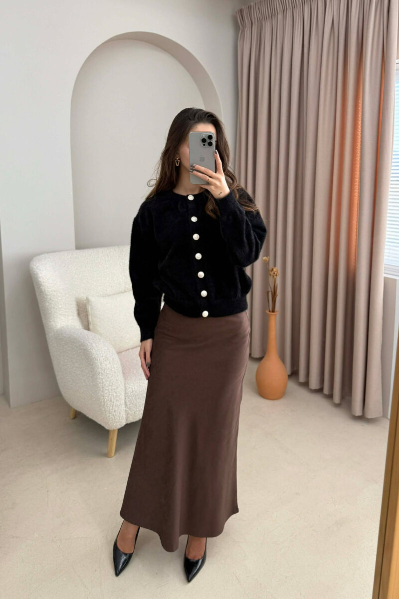 BUTTONS DETAIL ONE COLOR WOMEN CARDIGAN BLACK/ E ZEZE - 1