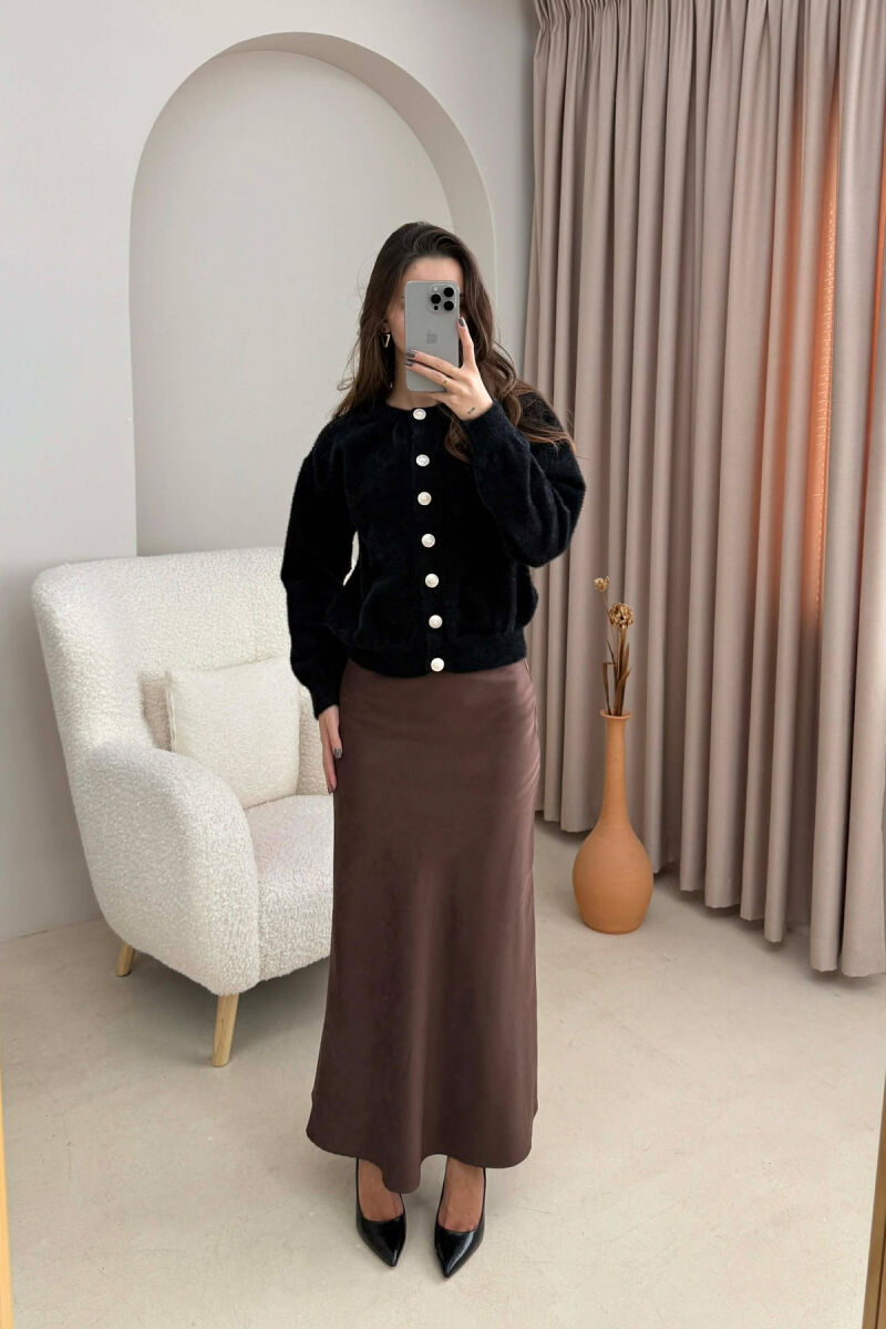 BUTTONS DETAIL ONE COLOR WOMEN CARDIGAN BLACK/ E ZEZE - 2