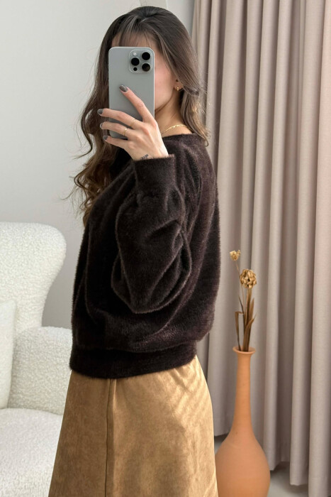 BUTTONS DETAIL ONE COLOR WOMEN CARDIGAN DARK BROWN/KAE - 3