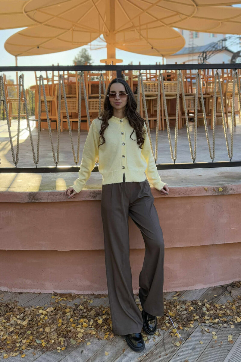 BUTTONS DETAIL ONE COLOR WOMEN CARDIGAN YELLOW/E VERDHE - 2