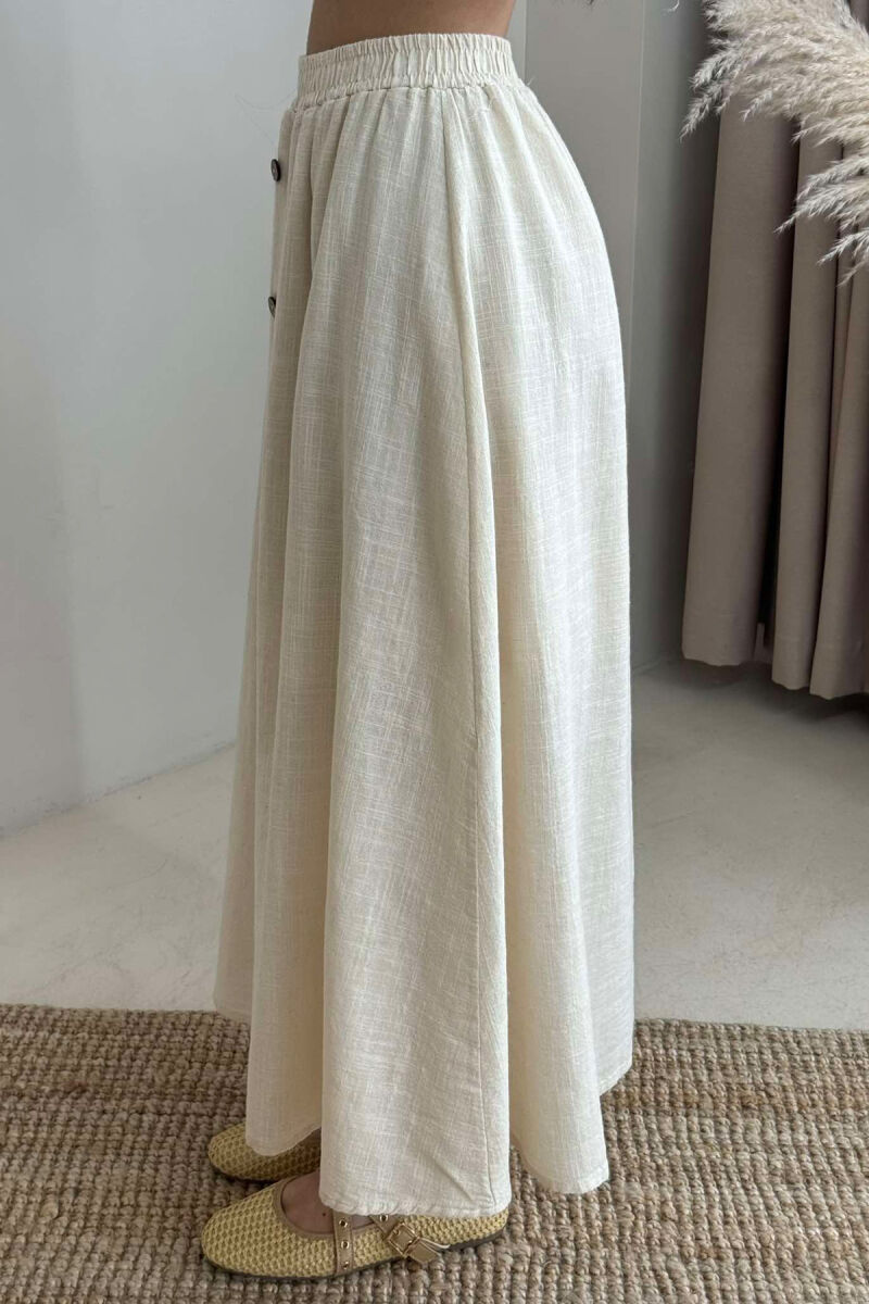 BUTTONS DETAIL ONE COLOR WOMEN SKIRT CREAM/KREM - 4