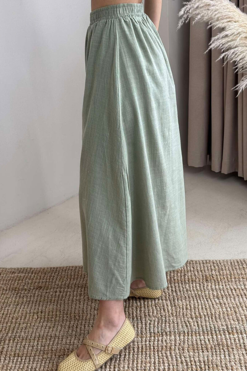 BUTTONS DETAIL ONE COLOR WOMEN SKIRT IN MINT COLOR - 4