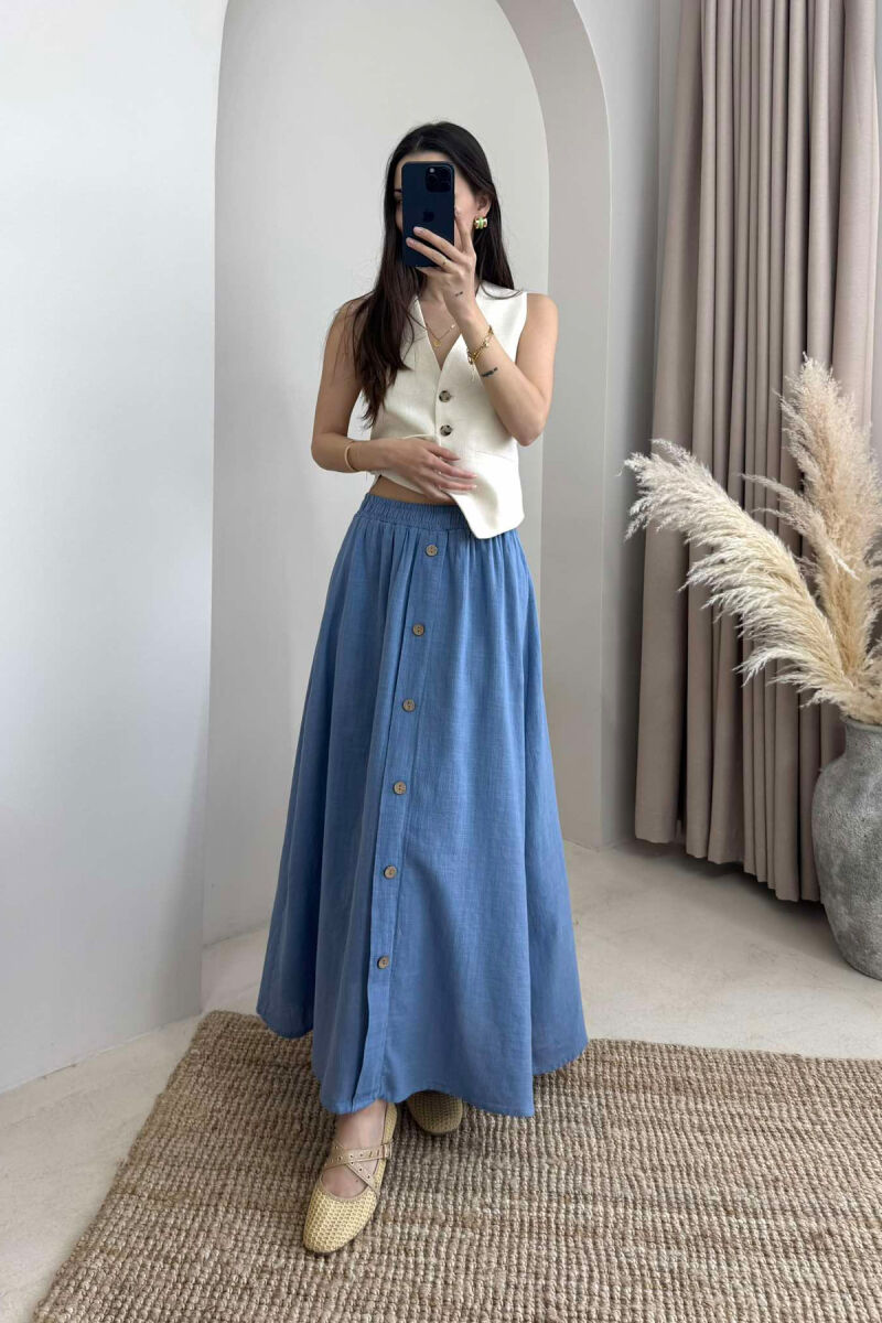 BUTTONS DETAIL ONE COLOR WOMEN SKIRT LIGHTBLUE/BZ - 2