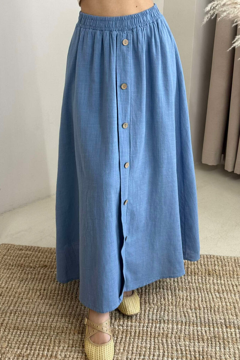 BUTTONS DETAIL ONE COLOR WOMEN SKIRT LIGHTBLUE/BZ - 3