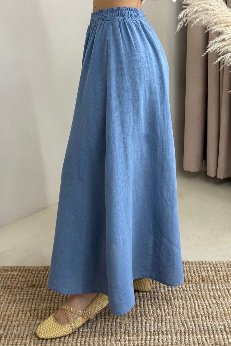 BUTTONS DETAIL ONE COLOR WOMEN SKIRT LIGHTBLUE/BZ - 4