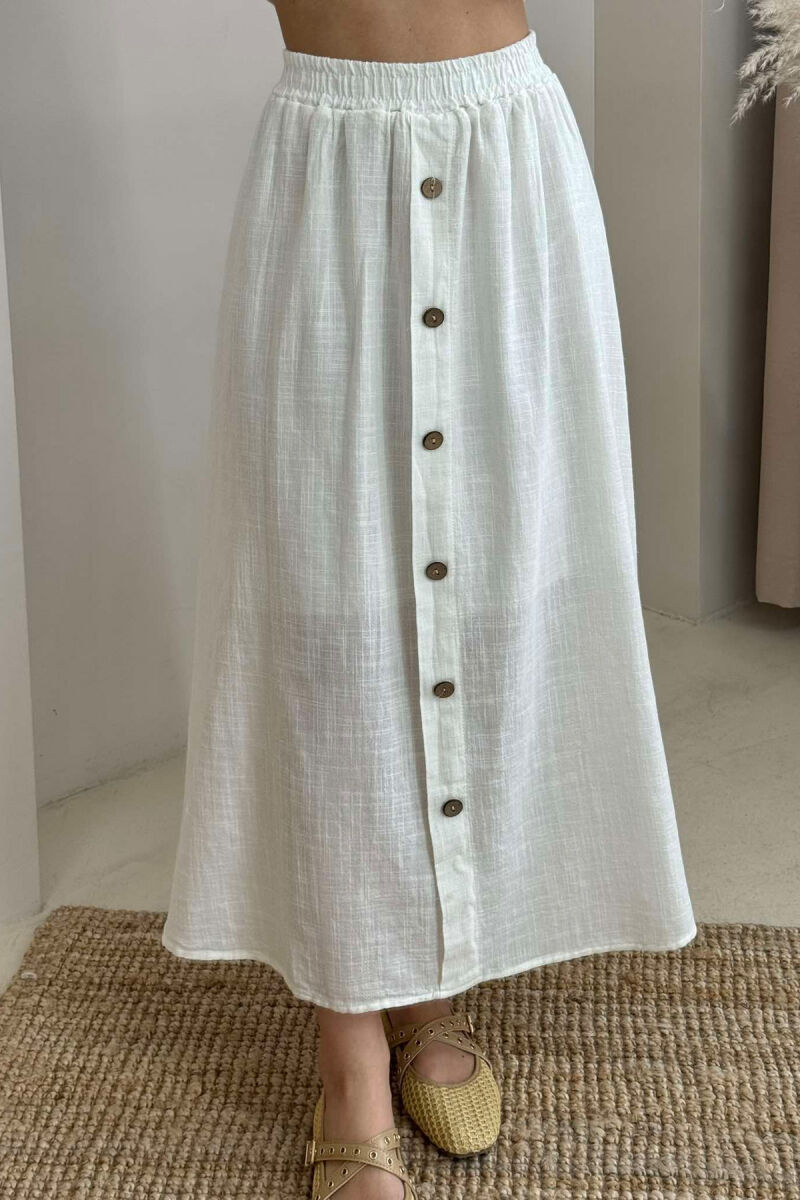 BUTTONS DETAIL ONE COLOR WOMEN SKIRT WHITE-E BARDHE - 2