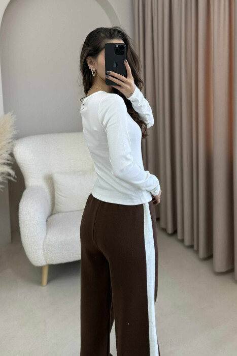 BUTTONS DETAIL ONE COLOR WOMEN SWEATSHIRT WHITE-E BARDHE - 4