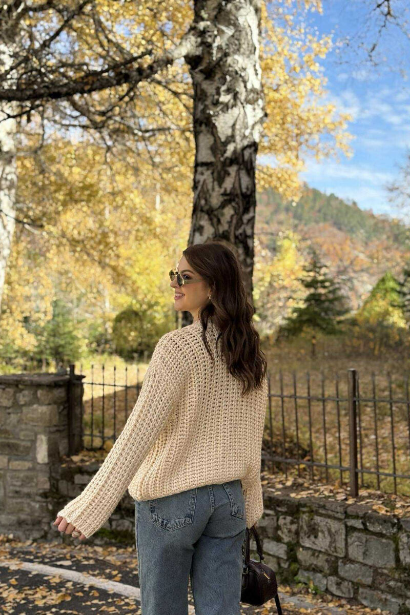 BUTTONS DETAIL SIMPLE KNIT WOMEN CARDIGAN BEIGE/BEZHE - 4