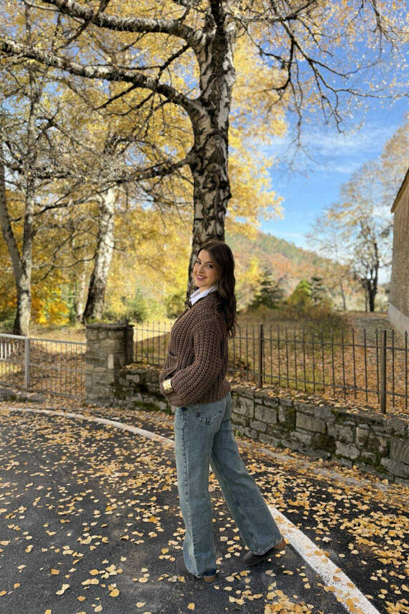 BUTTONS DETAIL SIMPLE KNIT WOMEN CARDIGAN BROWN/KAFE - 4