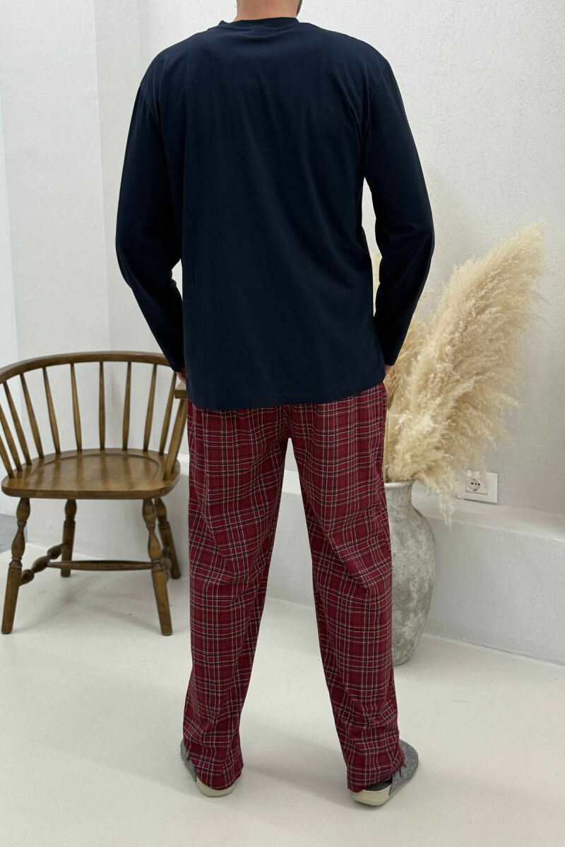 BUTTONS DETAIL SWEATSHIRT+TROUSERS MEN PYJAMAS DARK BLUE/BEE - 4