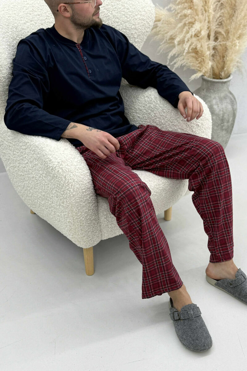 BUTTONS DETAIL SWEATSHIRT+TROUSERS MEN PYJAMAS DARK BLUE/BEE - 5