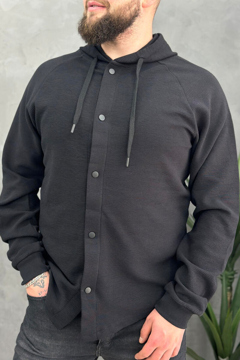 BUTTONS HOOD MEN SHIRT BLACK/ E ZEZE - 2