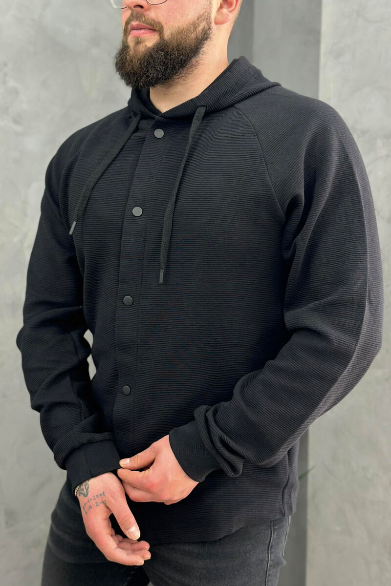 BUTTONS HOOD MEN SHIRT BLACK/ E ZEZE - 4