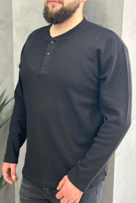 BUTTONS LONG SLEEVE MEN SWEATSHIRT BLACK/ E ZEZE 