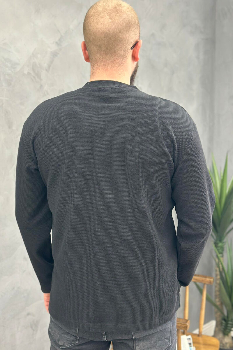 BUTTONS LONG SLEEVE MEN SWEATSHIRT BLACK/ E ZEZE - 2