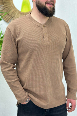 BUTTONS LONG SLEEVE MEN SWEATSHIRT BROWN/KAFE 