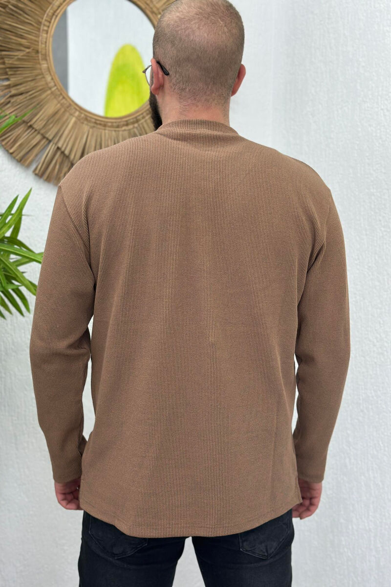 BUTTONS LONG SLEEVE MEN SWEATSHIRT BROWN/KAFE - 2