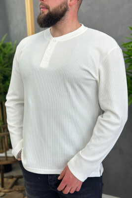 BUTTONS LONG SLEEVE MEN SWEATSHIRT WHITE-E BARDHE 