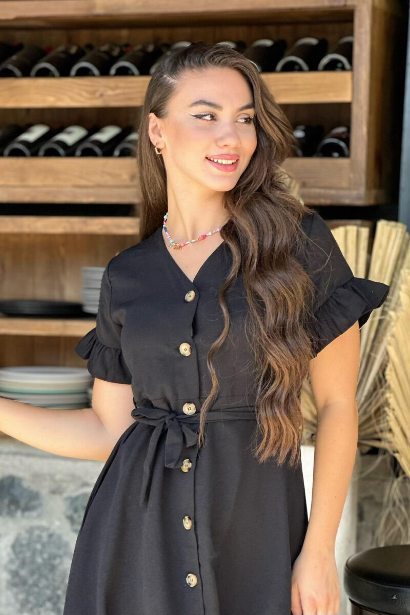 BUTTONS ONE COLOR DRESS BLACK/ E ZEZE - 3