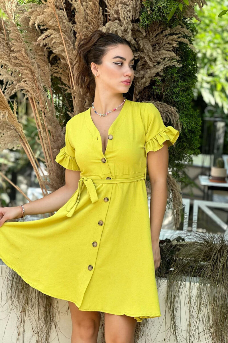 BUTTONS ONE COLOR DRESS YELLOW/E VERDHE - 1