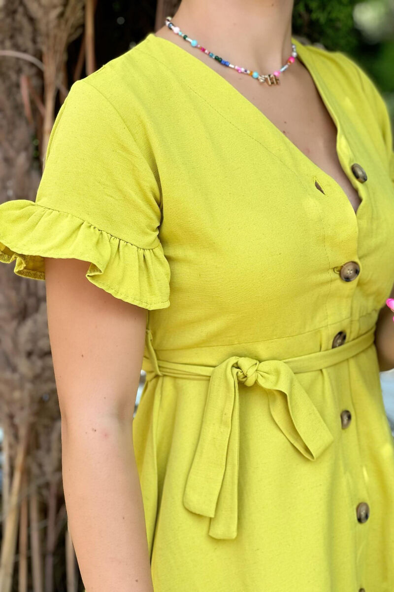 BUTTONS ONE COLOR DRESS YELLOW/E VERDHE - 3