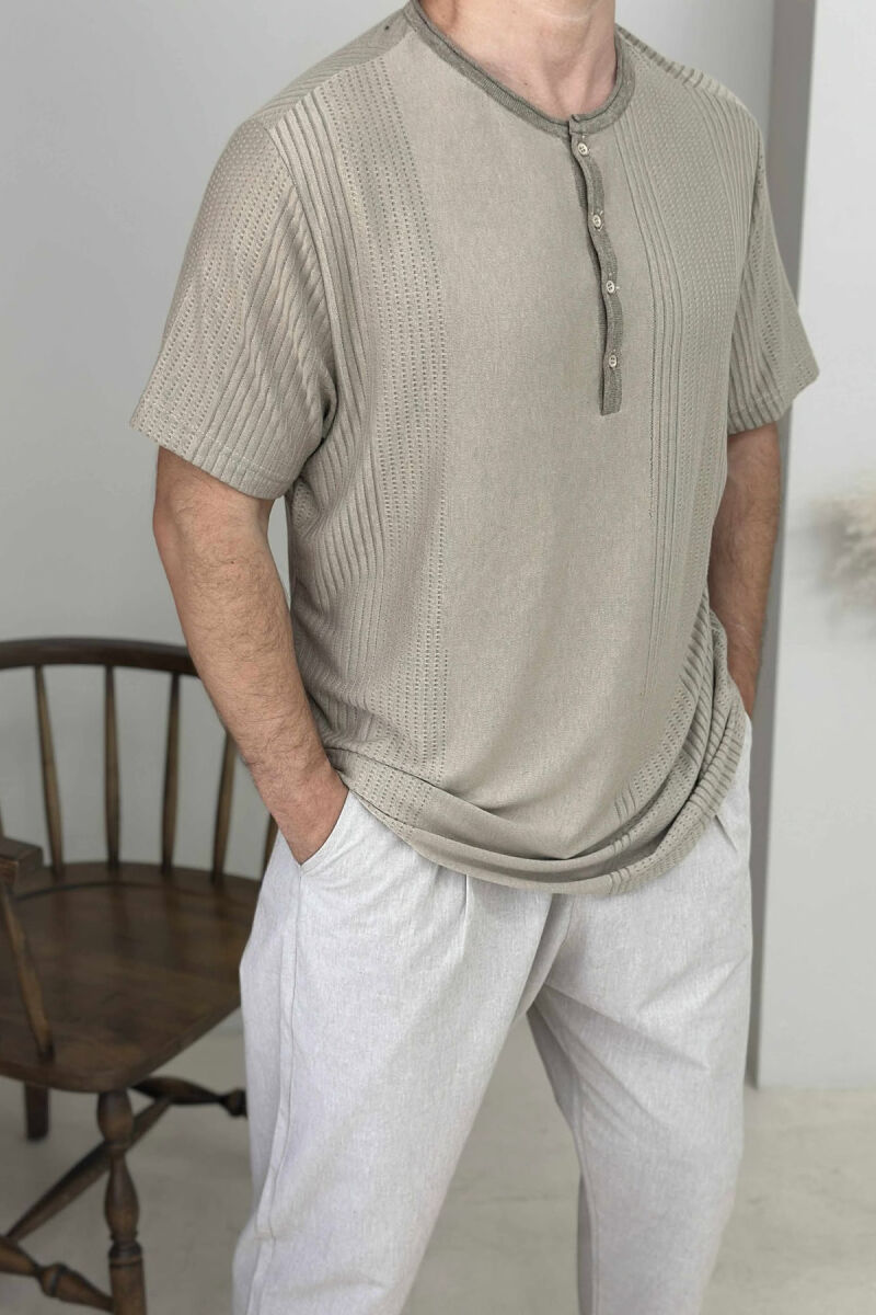 BUTTONS ONE COLOR MEN T-SHIRT BEIGE/BEZHE - 2
