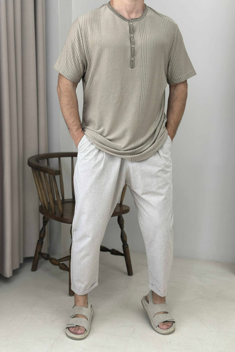BUTTONS ONE COLOR MEN T-SHIRT BEIGE/BEZHE - 1